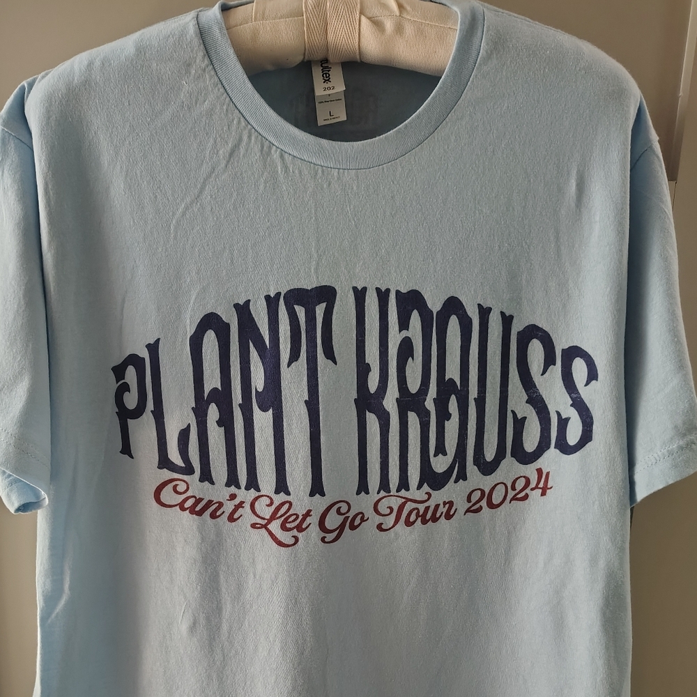 ROBERT PLANT & ALISON KRAUSS 2024 Tour Official Merch. T-Shirt Light Blue Sz L